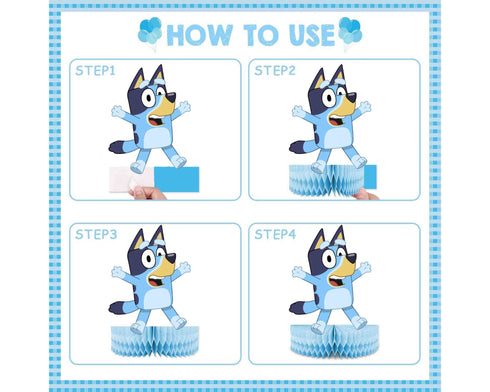 Party Honeycomb Centerpieces Blue Dog – 5 Pcs Birthday & Baby Shower Decor