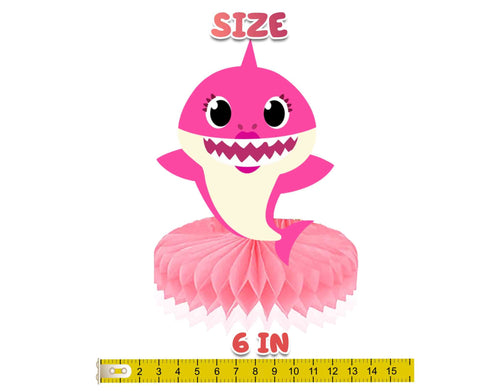Honeycomb Centerpieces Kids Shark – Table Decorations Set – 5 Cute Kids Shark Cardstock Figures