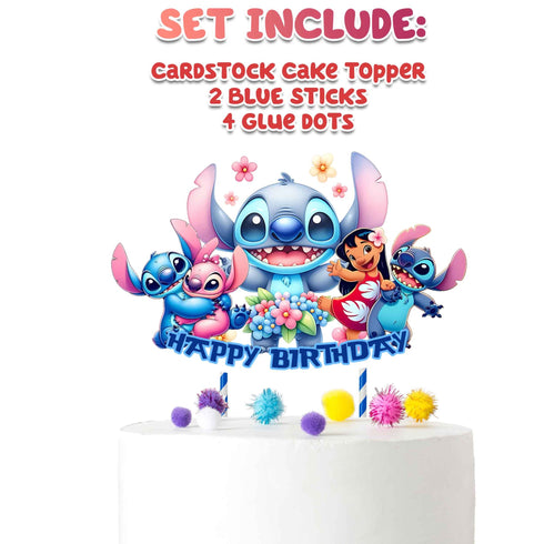 Cake Topper Stitch – Happy Birthday Decoration for Kids