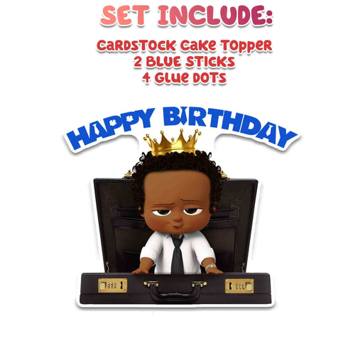 Afro Baby Cake Topper – Black Boss Birthday Cake Decoration