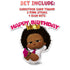 Girl Afro Cake Topper Boss – Pink Happy Birthday Topper, Girl Party Decoration