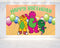 Birthday Backdrop Pink Dino Barney & Friends - 5x3 FT and 7x5 FT Pink Dino Party Decoration