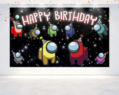 Party Backdrop Among - 5x3 FT and 7x5 FT for Birthdays and Celebrations