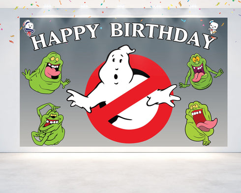 Birthday Backdrop Ghost Banner - 5x3 FT and 7x5 FT, Waterproof Ghostbusters Party Background