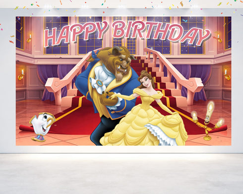 Birthday Backdrop Beauty andBeast - 5x3 FT and 7x5 FT Fairy Tale Party Decoration