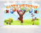 Birthday Backdrop Curious Monkey – 5x3 FT and 7x5 FT Party Banner