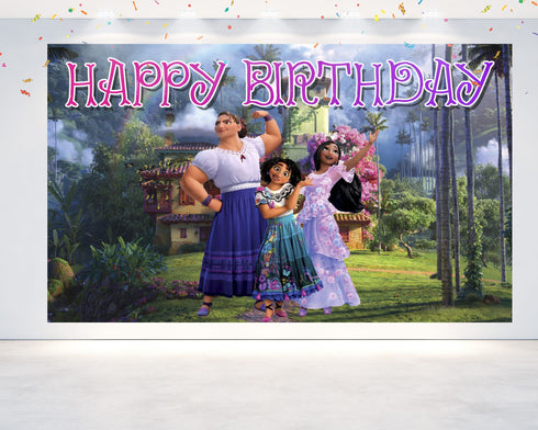 Birthday Backdrop Banner Mirabel- 3x5 FT and 7x5 FT with Mirabel Family, Mexican Cartoon Party Background