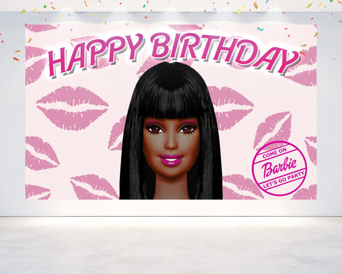 Afro Barbe Birthday Backdrop - 5x3 FT and 7x5 FT Glamorous Party Decoration