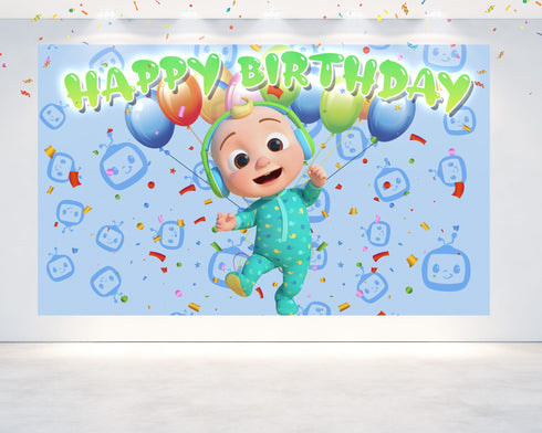 JJ Melon Birthday Backdrop Baby Melon – 5x3 and 7x5 FT Party Banner, JJ Green Pajamas Backdrop
