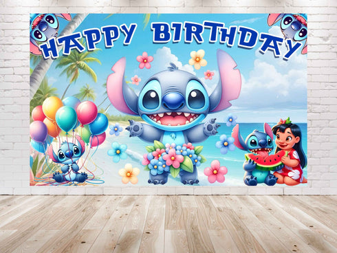 Happy Birthday Party Backdrop Banner Stitch