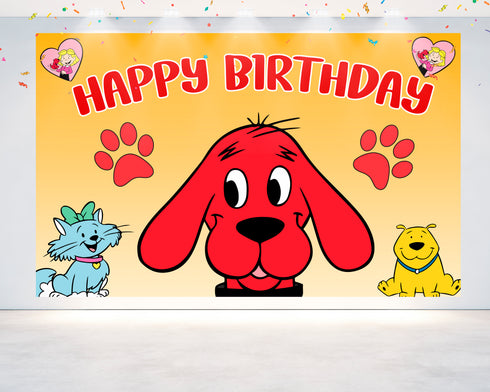 Birthday Backdrop Clifford – 5x3 ft and 7x5 ft