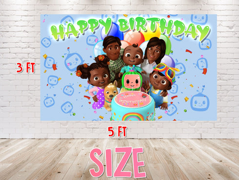 Afro Birthday Backdrop Baby Melon – 5x3 FT and 7x5 FT Party Banner, African American Baby Melon Theme, JJ Family Backdrop