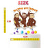 Cake Topper Curious Monkey – Happy Birthday Cake Decoration, Monkey Theme Party Topper