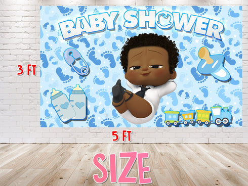 Afro Baby Shower Boss Backdrop - 5x3 FT and 7x5 FT Party Decoration