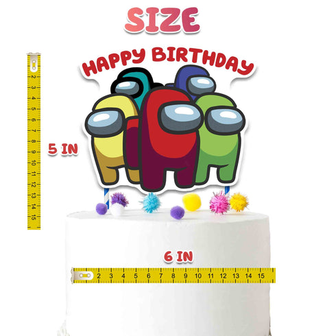 Cake Topper Among - Happy Birthday Crewmates Decoration
