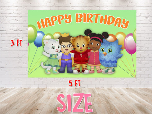Birthday Backdrop Banner Little Tiger - 5x3 FT and 7x5 FT Party Decoration