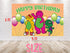 Birthday Backdrop Pink Dino Barney & Friends - 5x3 FT and 7x5 FT Pink Dino Party Decoration