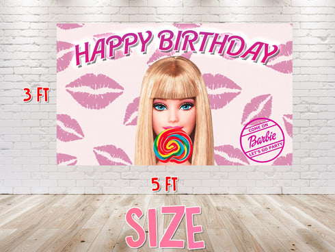 Birthday Backdrop Barbe - 5x3 FT and 7x5 FT Glamorous Party Decoration