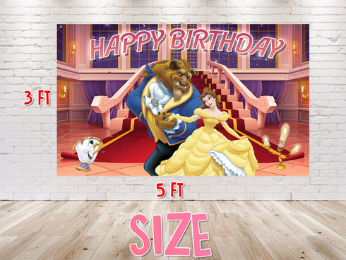 Birthday Backdrop Beauty andBeast - 5x3 FT and 7x5 FT Fairy Tale Party Decoration