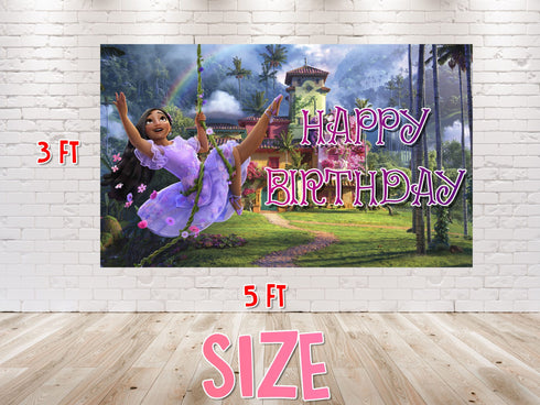 Birthday Backdrop Banner Mirabel - 3x5 FT and 7x5 FT Mirabel Swing Party Background, Birthday Decoration