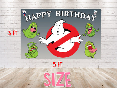 Birthday Backdrop Ghost Banner - 5x3 FT and 7x5 FT, Waterproof Ghostbusters Party Background