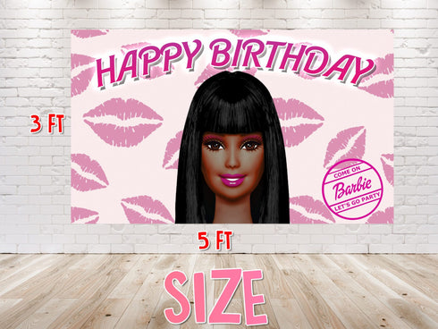 Afro Barbe Birthday Backdrop - 5x3 FT and 7x5 FT Glamorous Party Decoration