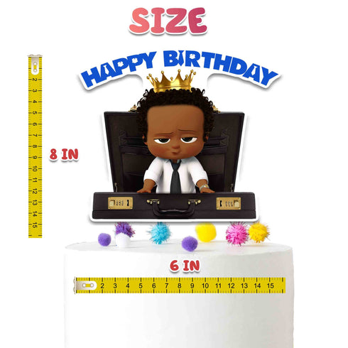 Afro Baby Cake Topper – Black Boss Birthday Cake Decoration