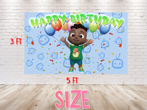Cody Afro Birthday Backdrop Baby Melon – 5x3 and 7x5 FT Party Banner, Cody Baby Melon Decoration