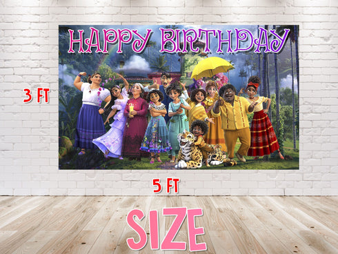 Birthday Backdrop Banner Mirabel- Full Family, Party Decoration
