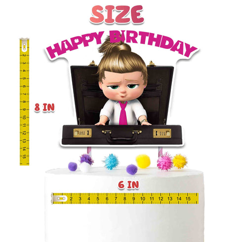 Girl Cake Topper Boss – Pink Happy Birthday Cake Decoration
