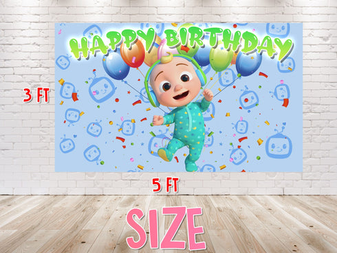 JJ Melon Birthday Backdrop Baby Melon – 5x3 and 7x5 FT Party Banner, JJ Green Pajamas Backdrop