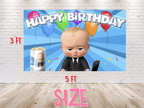 Cartoon Birthday Boss Backdrop - 5x3 FT and 7x5 FT Party Decoration
