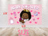 Afro Girl Cartoon Baby Shower Backdrop - 5x3 FT and 7x5 FT Pink Party Decoration