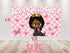 Afro Girl The Boss Cartoon Birthday Backdrop - 5x3 FT and 7x5 FT Pink Party Decoration