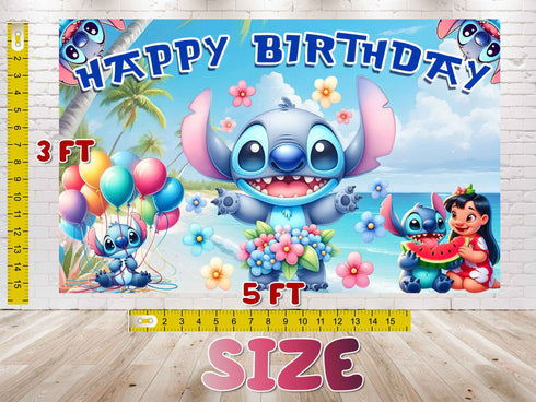 Happy Birthday Party Backdrop Banner Stitch