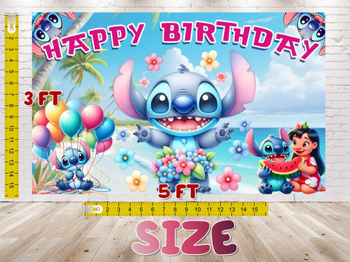 Birthday Party Backdrop Stitch – Happy Birthday Banner for Kids