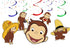 Hanging Swirls Curious Monkey – 10 Pack Ceiling Decorations, Monkey Birthday Party Supplies