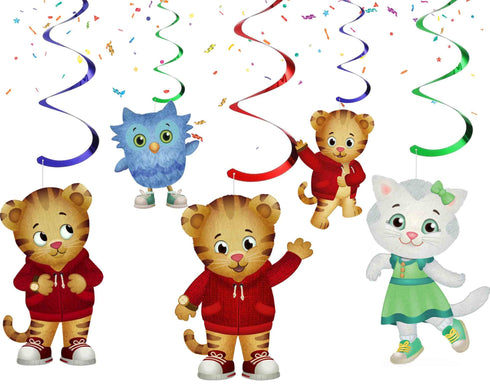 Hanging Swirl Decorations Little Tiger – 10 Pack Ceiling Swirls with Characters, Little Tiger Birthday