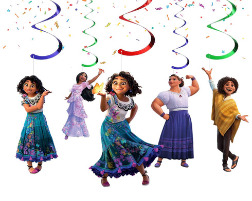 Hanging Swirl Decorations Mexican Girl – 10 Pcs Ceiling Swirls Mexican Cartoon