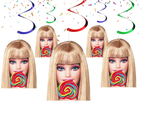 Hanging Swirl Barbe Decorations - Barbie Party Ceiling Swirls, Pink Girl Birthday Decorations