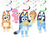 Ceiling Swirl Decorations Blue – 10 Foil Hanging Swirls with Blue Dog Characters