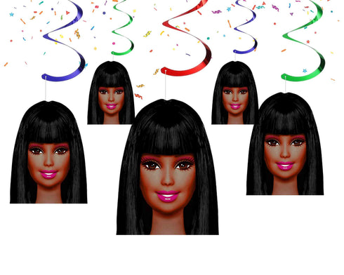 Afro Barbe Hanging Swirls – 10 PCS Ceiling Decorations, Doll Birthday Party Supplies