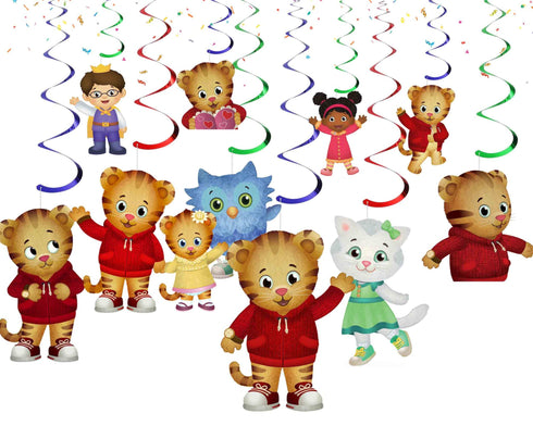Hanging Swirl Decorations Little Tiger – 10 Pack Ceiling Swirls with Characters, Little Tiger Birthday