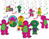 Hanging Swirl Decorations Pink Dino – 10 Ceiling Swirls with Dinosaur Cutouts