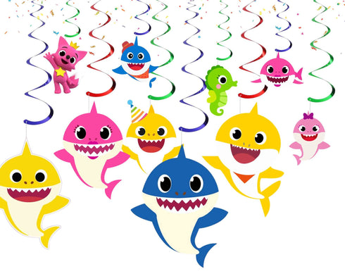 Hanging Swirls Kids Shark – 10 Pcs Kids Shark Ceiling Swirls Decorations