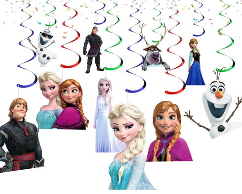 Hanging Swirls Decorations Elsa - 10 Pcs Elsa Anna Olaf Ceiling Swirls, Frozen Party Hanging Streamers