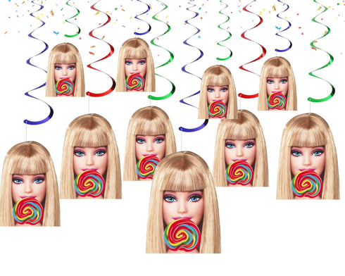 Hanging Swirl Barbe Decorations - Barbie Party Ceiling Swirls, Pink Girl Birthday Decorations