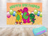 Birthday Backdrop Pink Dino Barney & Friends - 5x3 FT and 7x5 FT Pink Dino Party Decoration