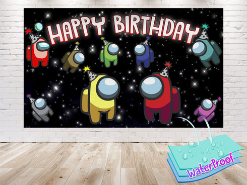 Party Backdrop Among - 5x3 FT and 7x5 FT for Birthdays and Celebrations
