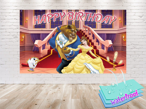 Birthday Backdrop Beauty andBeast - 5x3 FT and 7x5 FT Fairy Tale Party Decoration